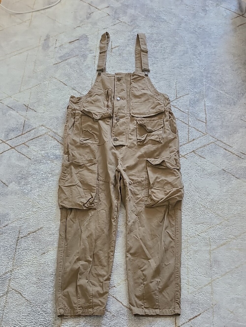 MadePants Cargo Overalls Men’s L Brown Utility Workwear Multi Pocket Bib Pants